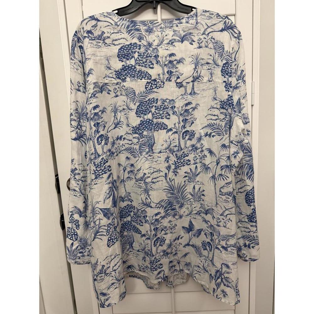 Nicole Miller 100% linen button up blouse size 2X - Picture 7 of 7